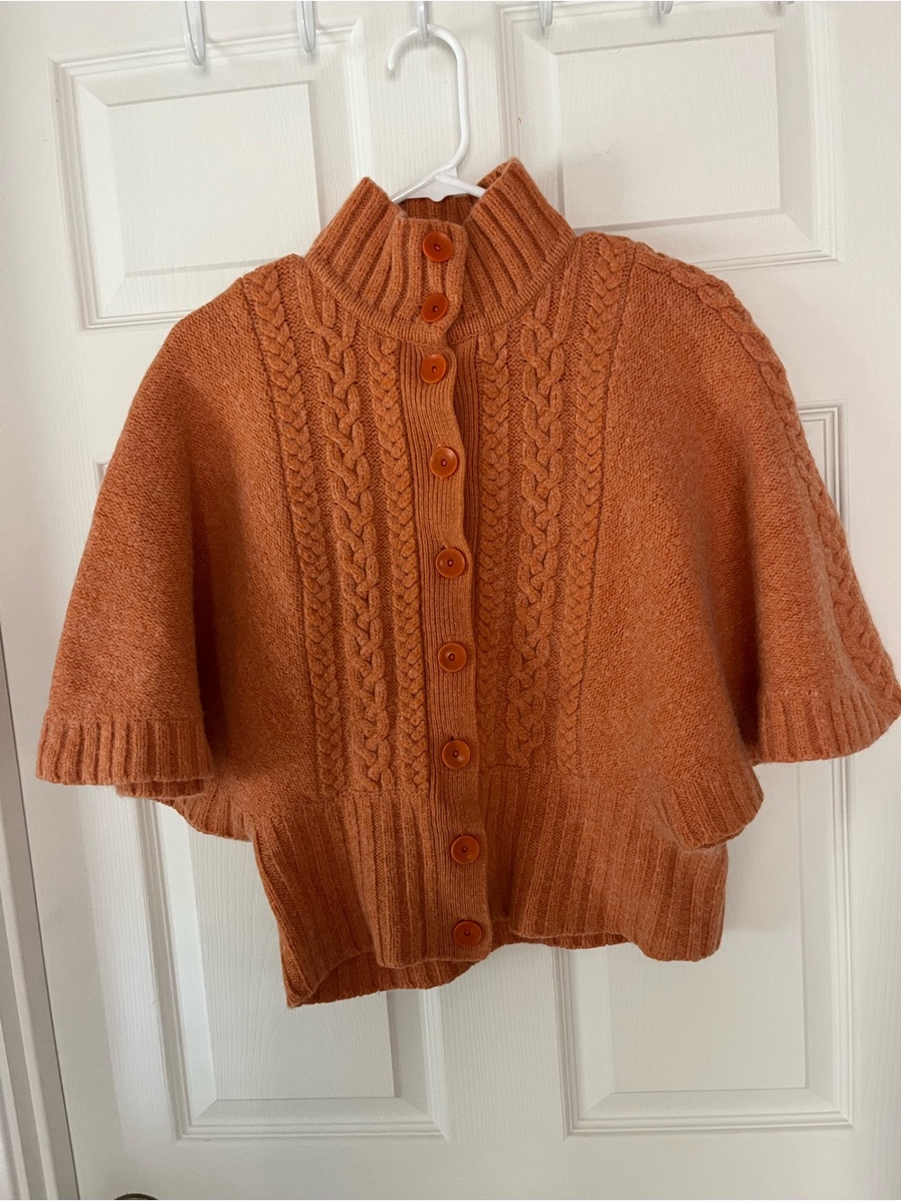 WWorth Women's SzM Wool Blend Cable Knit Button-Front Sweater, Rust